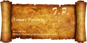 Toman Patony névjegykártya